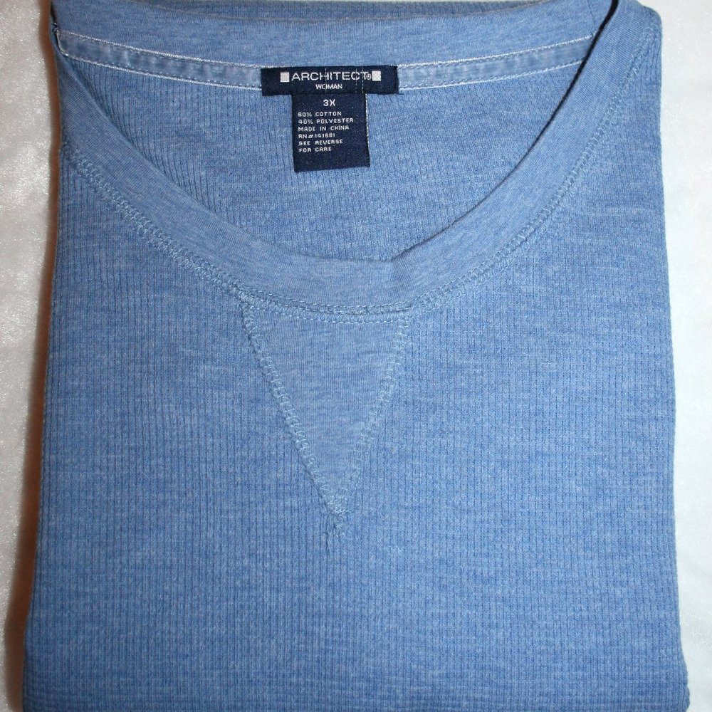NWOT Architect Woman Heathered Blue Long Sleeve Thermal Top